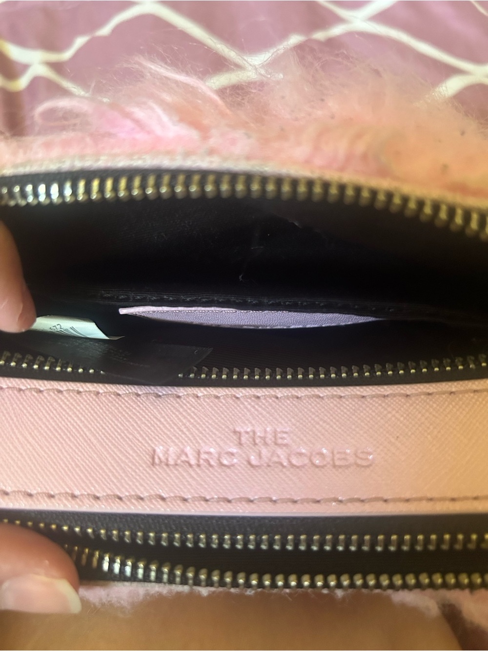 Marc Jacobs Pink Faux Fur Crossbody with Black Logo Strap - Picture 10 of 13